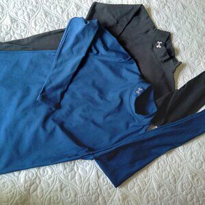 Ladies Under Armour compression mock neck long sleeve blue & black set of 2